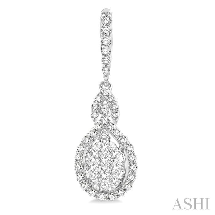 Oval Shape Halo Lovebright Diamond Earrings-2