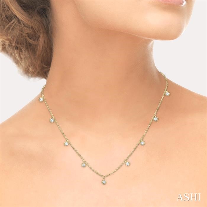 Rose Cut Diamond Station Necklace-4