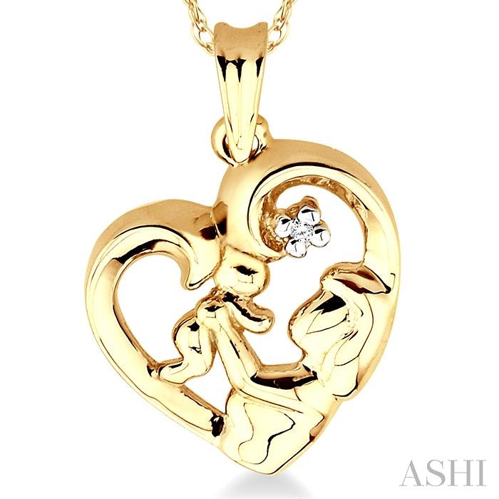 Heart Shape Mom & Child Diamond Fashion Pendant-3