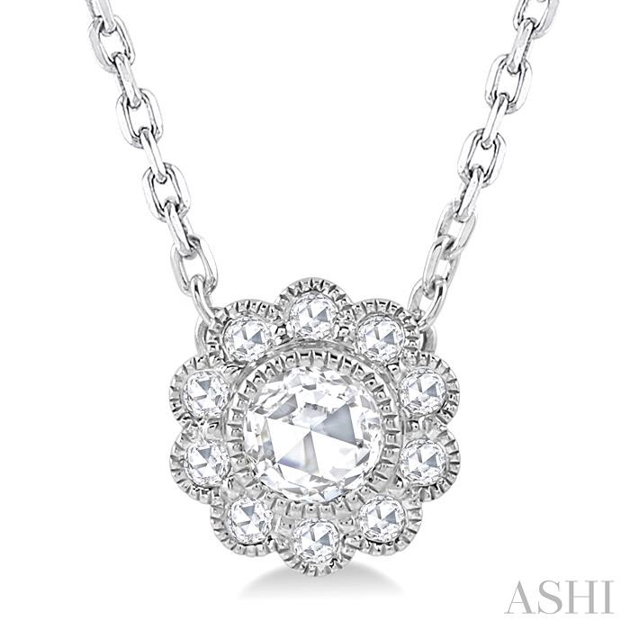 ROSE CUT ROUND SHAPE HALO DIAMOND PENDANT