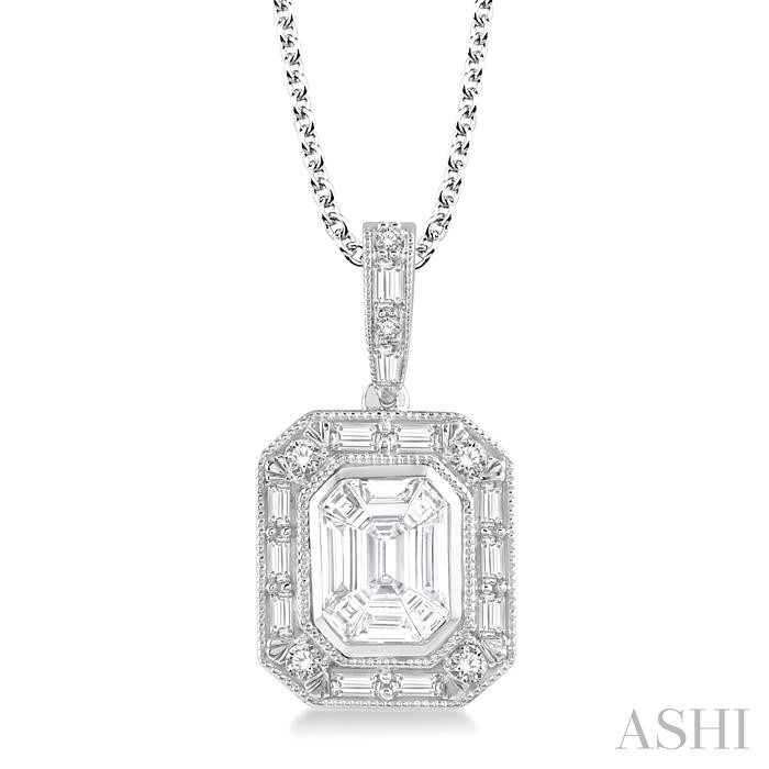 EMERALD SHAPE HALO FUSION DIAMOND PENDANT