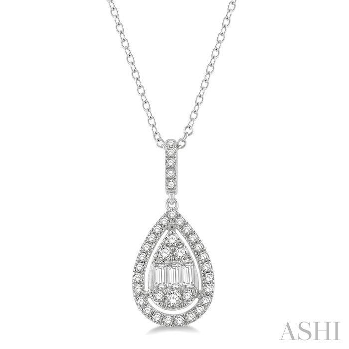 PEAR SHAPE HALO FUSION DIAMOND PENDANT