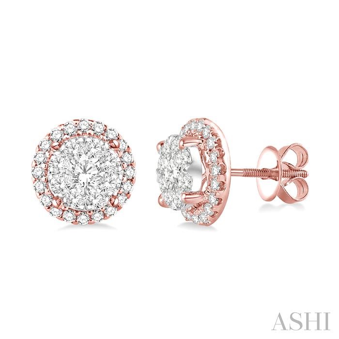 ROUND SHAPE HALO LOVEBRIGHT ESSENTIAL DIAMOND EARRINGS