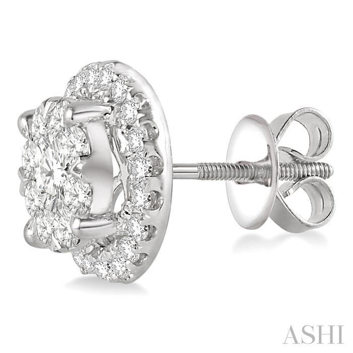 Round Shape Halo Lovebright Essential Diamond Earrings-3