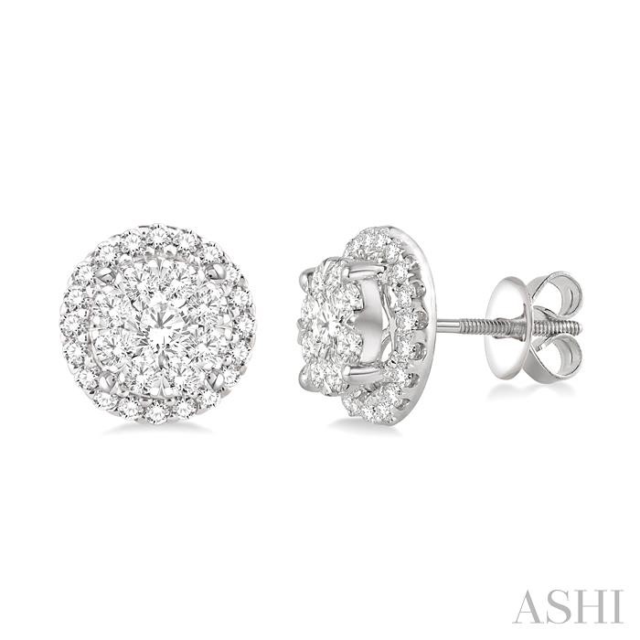 Round Shape Halo Lovebright Essential Diamond Earrings