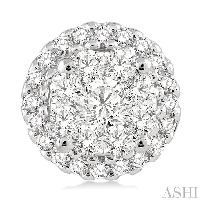 Round Shape Halo Lovebright Essential Diamond Earrings-2