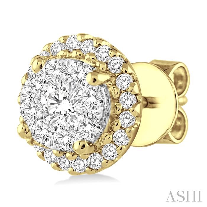 Round Shape Halo Lovebright Essential Diamond Earrings-3