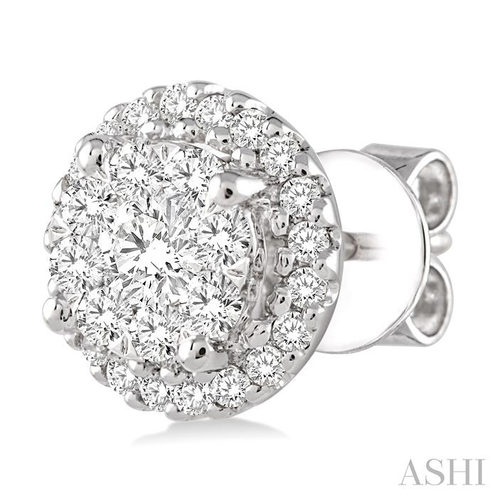 Round Shape Halo Lovebright Essential Diamond Earrings-3