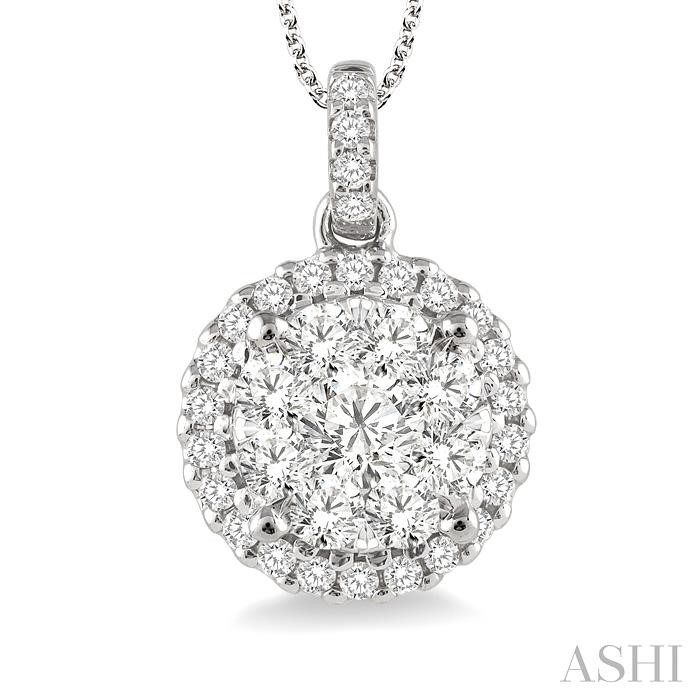 Round Shape Halo Lovebright Essential Diamond Pendant-3