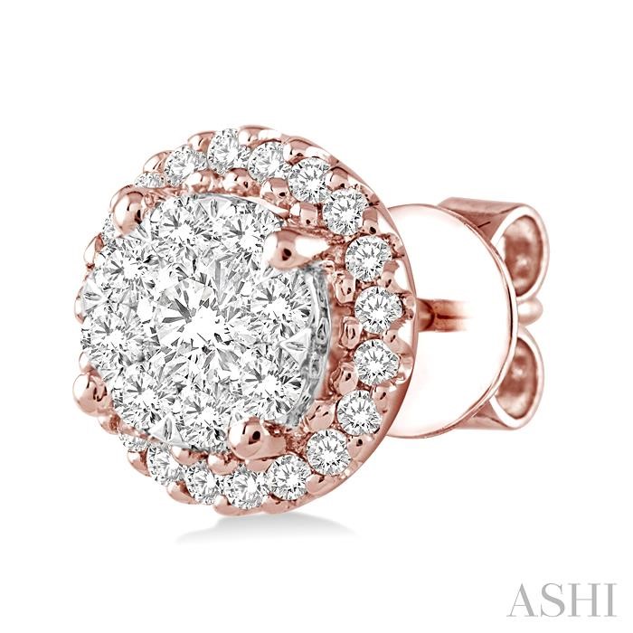 Round Shape Halo Lovebright Essential Diamond Earrings-3