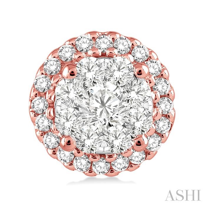Round Shape Halo Lovebright Essential Diamond Earrings-2