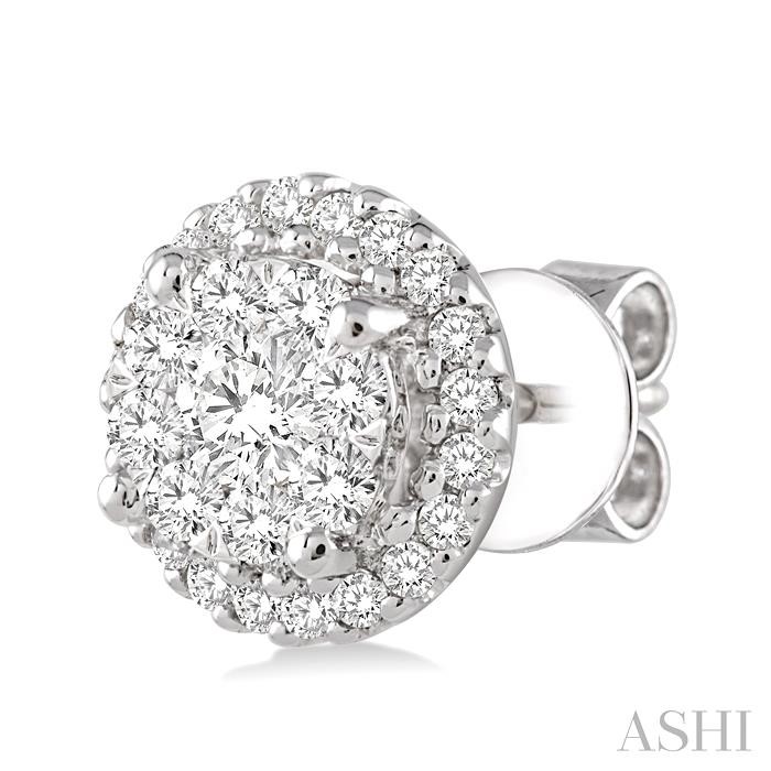 Round Shape Halo Lovebright Essential Diamond Earrings-3