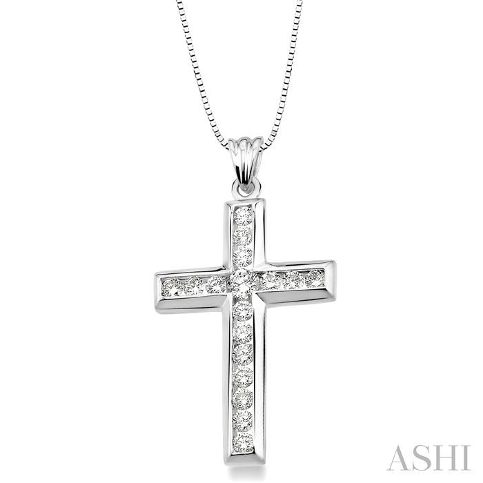 Channel Set Cross Diamond Fashion Pendant-2