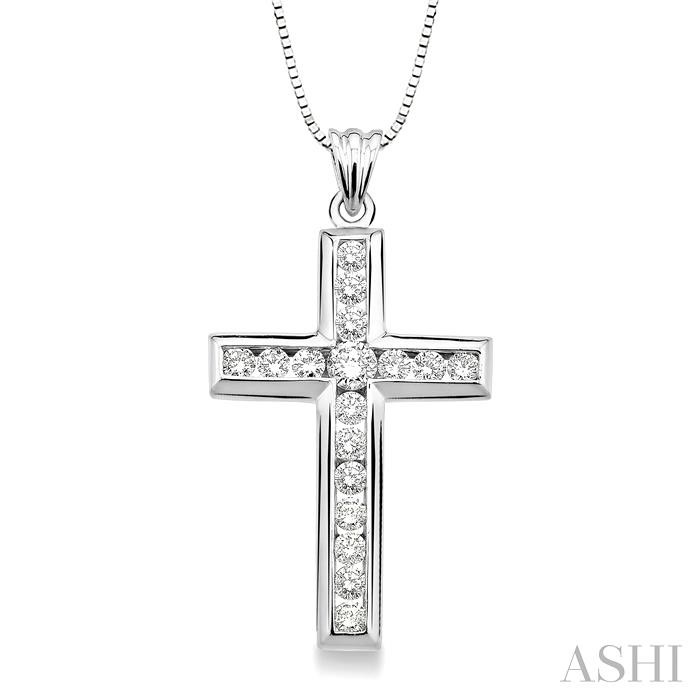 Channel Set Cross Diamond Fashion Pendant