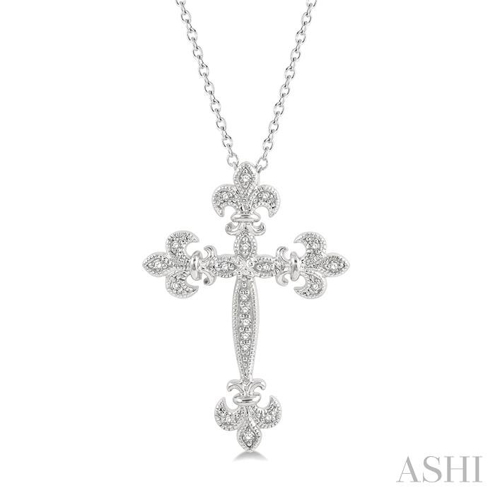 CROSS FLEUR DE LIS DIAMOND FASHION PENDANT