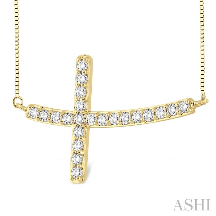 Sideway Cross Diamond Fashion Pendant