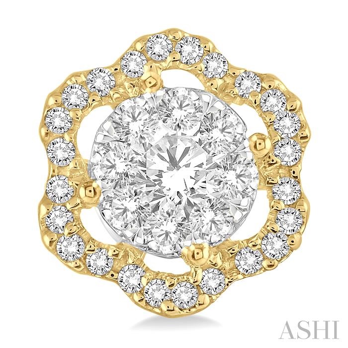 Round Shape Lovebright Diamond Flower Earrings-2