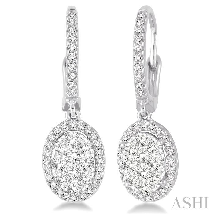 OVAL SHAPE HALO LOVEBRIGHT ESSENTIAL DIAMOND EARRINGS