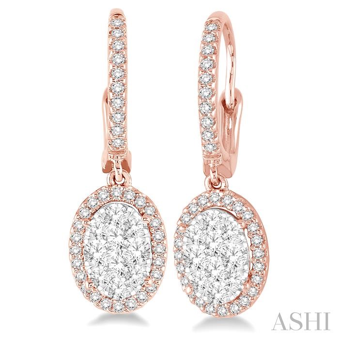 Oval Shape Halo Lovebright Essential Diamond Earrings