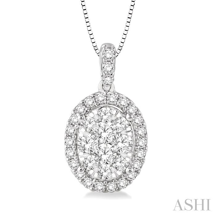 OVAL SHAPE HALO LOVEBRIGHT ESSENTIAL DIAMOND PENDANT