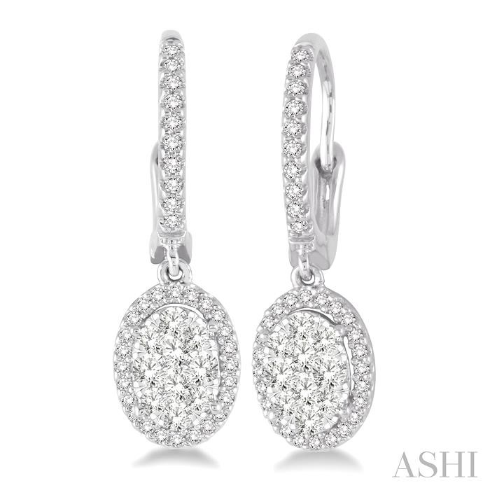 OVAL SHAPE HALO LOVEBRIGHT ESSENTIAL DIAMOND EARRINGS