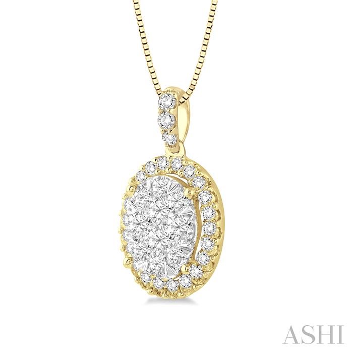 Oval Shape Halo Lovebright Essential Diamond Pendant-2