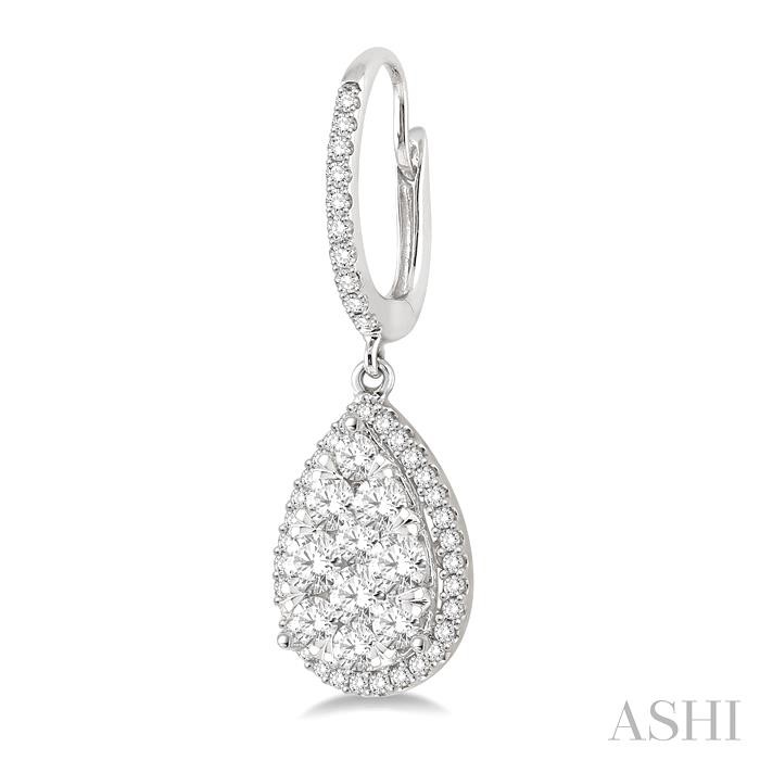 Pear Shape Halo Lovebright Essential Diamond Earrings-3