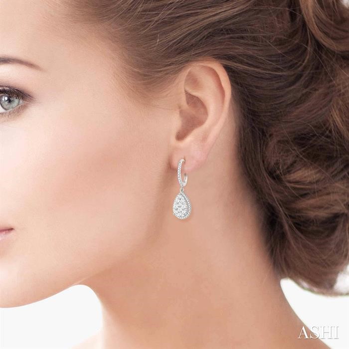 Pear Shape Halo Lovebright Essential Diamond Earrings-4