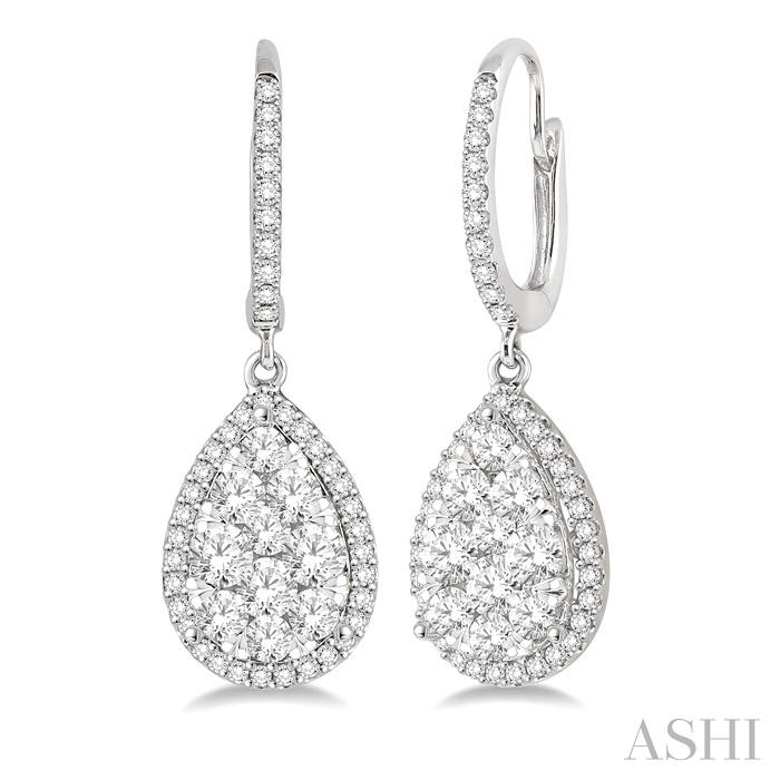 Pear Shape Halo Lovebright Essential Diamond Earrings