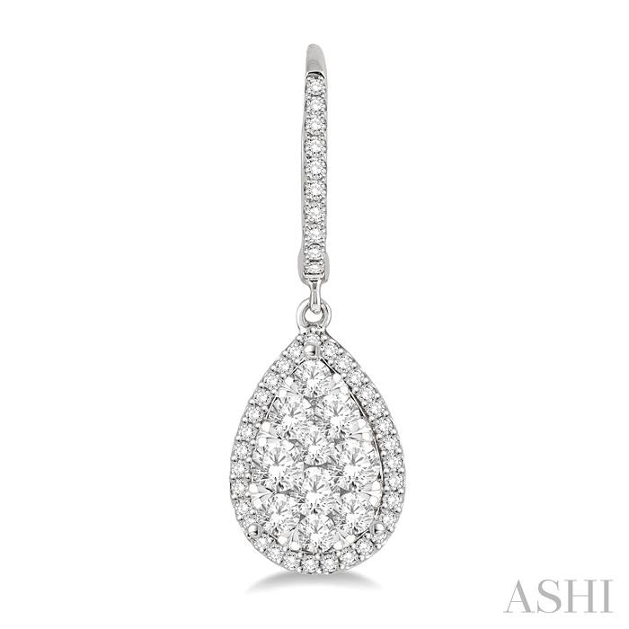 Pear Shape Halo Lovebright Essential Diamond Earrings-2