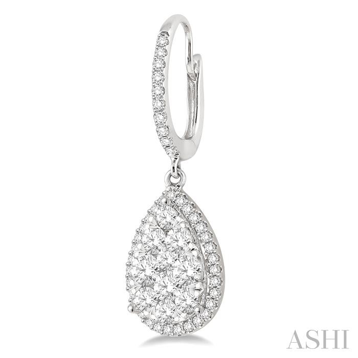 Pear Shape Halo Lovebright Essential Diamond Earrings-3