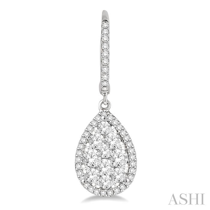 Pear Shape Halo Lovebright Essential Diamond Earrings-2