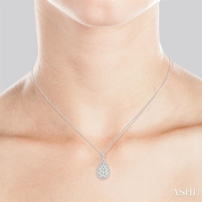 Pear Shape Halo Lovebright Essential Diamond Pendant-4
