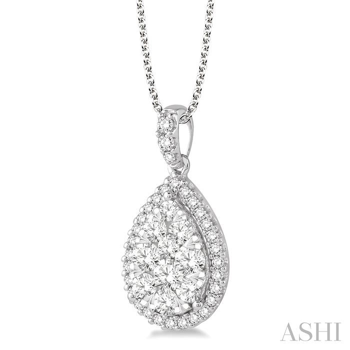 Pear Shape Halo Lovebright Essential Diamond Pendant-2