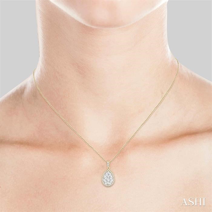 Pear Shape Halo Lovebright Essential Diamond Pendant-4
