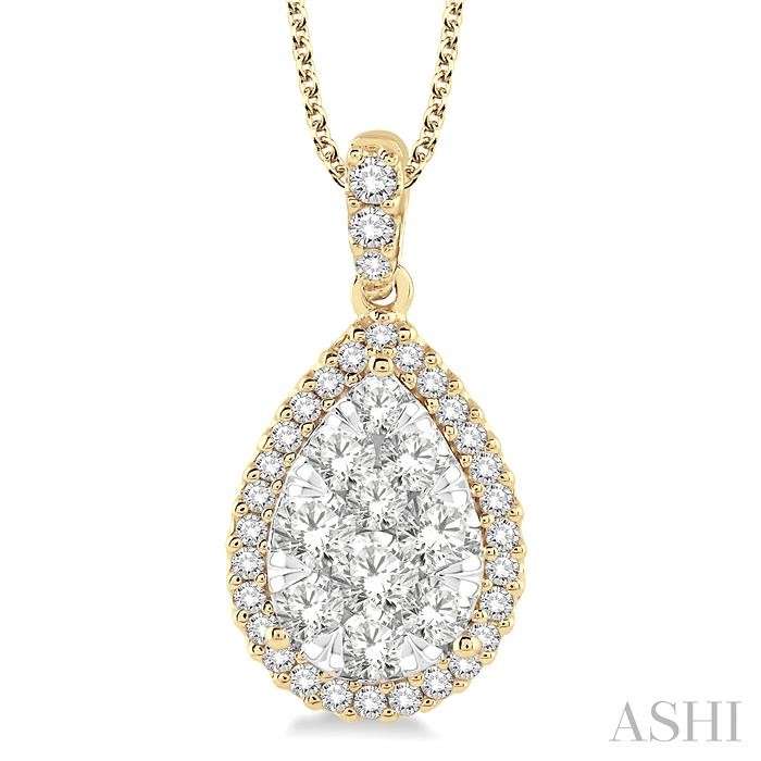 PEAR SHAPE HALO LOVEBRIGHT ESSENTIAL DIAMOND PENDANT