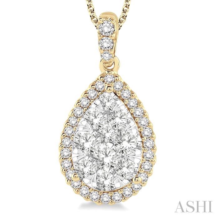 Pear Shape Halo Lovebright Essential Diamond Pendant-3