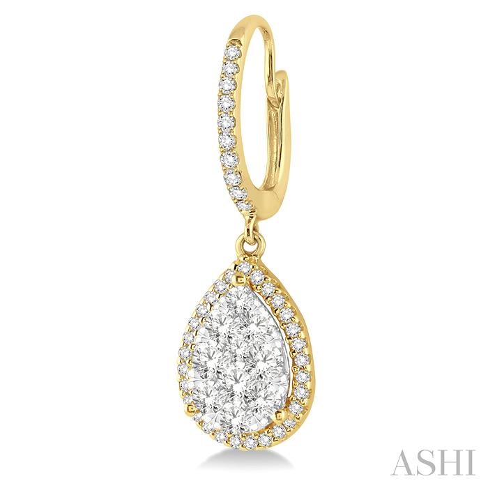 Pear Shape Halo Lovebright Essential Diamond Earrings-3