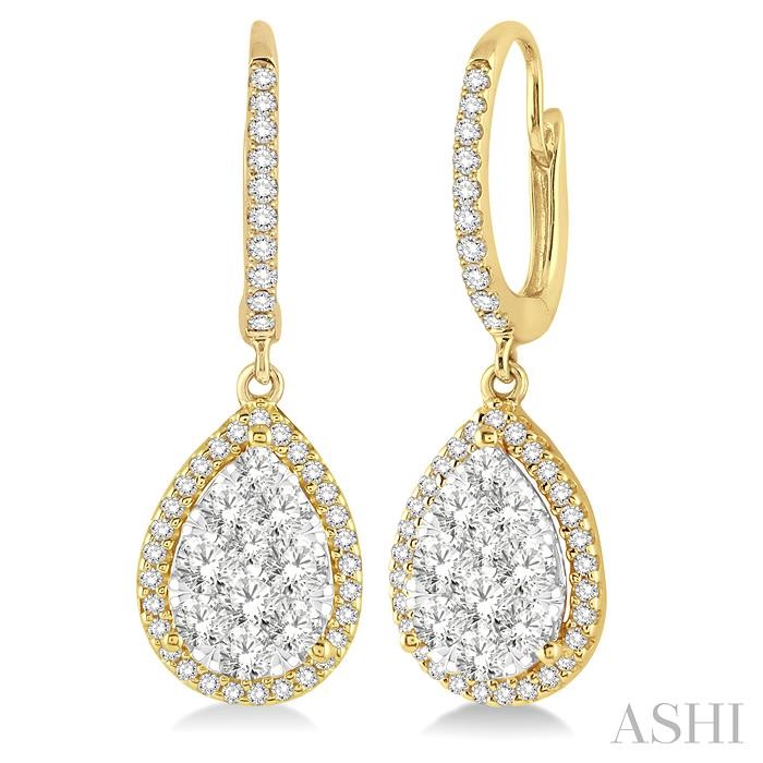 Pear Shape Halo Lovebright Essential Diamond Earrings