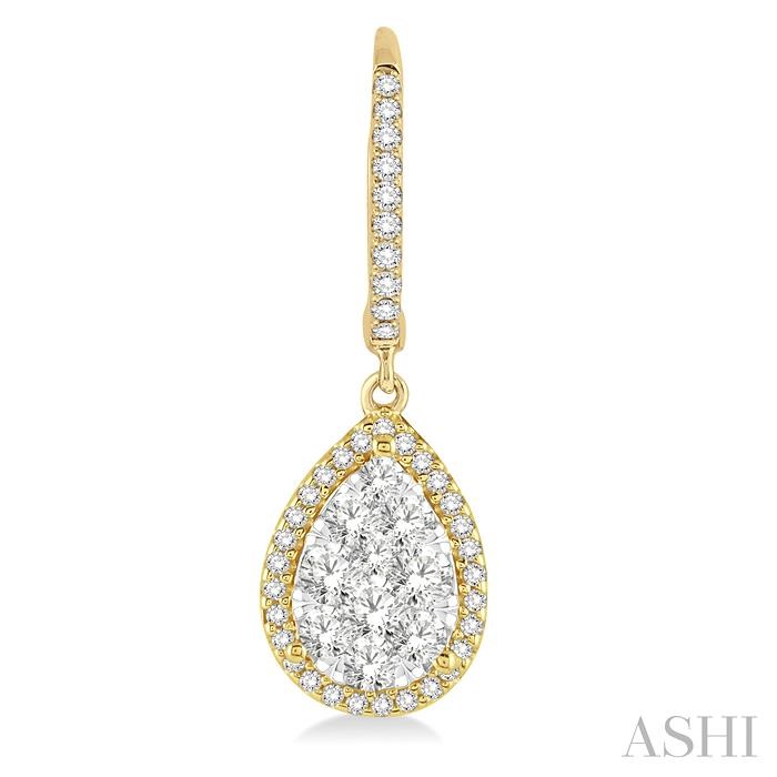 Pear Shape Halo Lovebright Essential Diamond Earrings-2