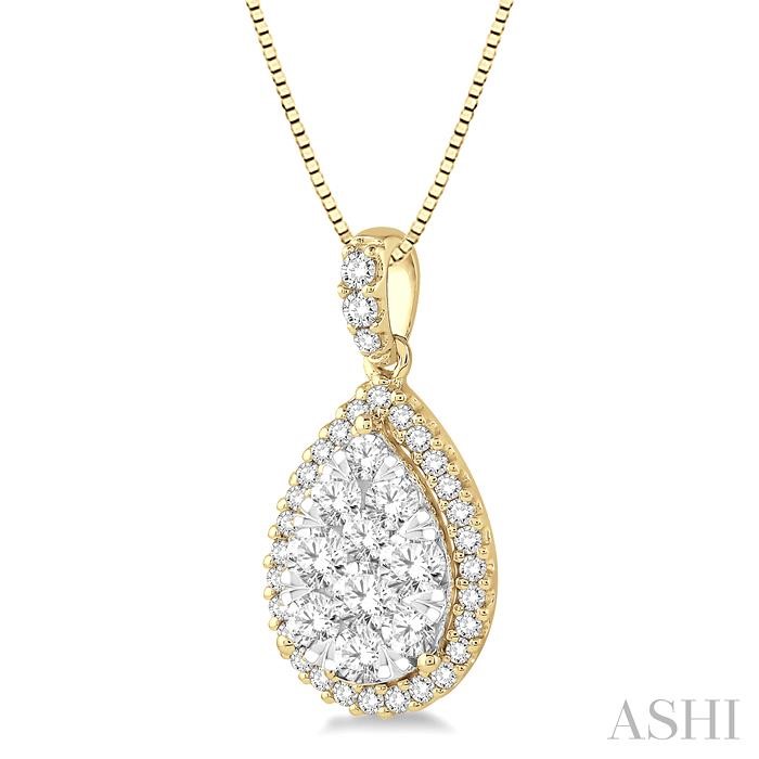Pear Shape Halo Lovebright Essential Diamond Pendant-2