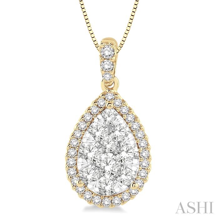 Pear Shape Halo Lovebright Essential Diamond Pendant
