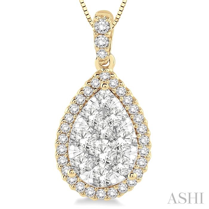Pear Shape Halo Lovebright Essential Diamond Pendant-3