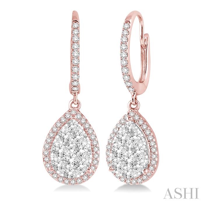 Pear Shape Halo Lovebright Essential Diamond Earrings