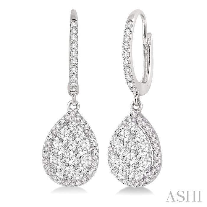 PEAR SHAPE HALO LOVEBRIGHT ESSENTIAL DIAMOND EARRINGS