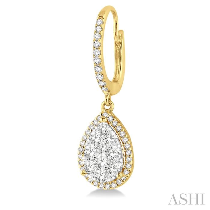 Pear Shape Halo Lovebright Essential Diamond Earrings-3