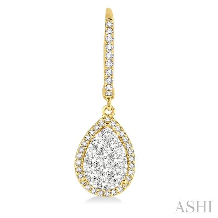 Pear Shape Halo Lovebright Essential Diamond Earrings-2