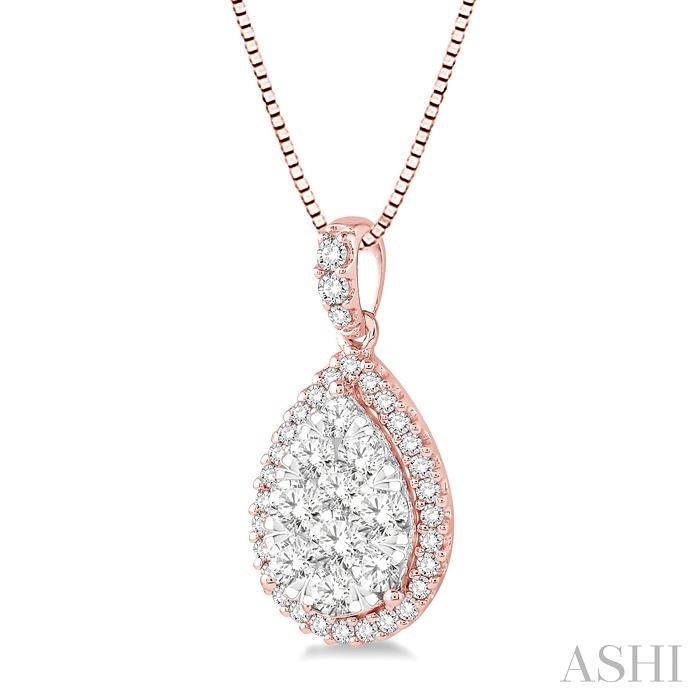 Pear Shape Halo Lovebright Essential Diamond Pendant-2