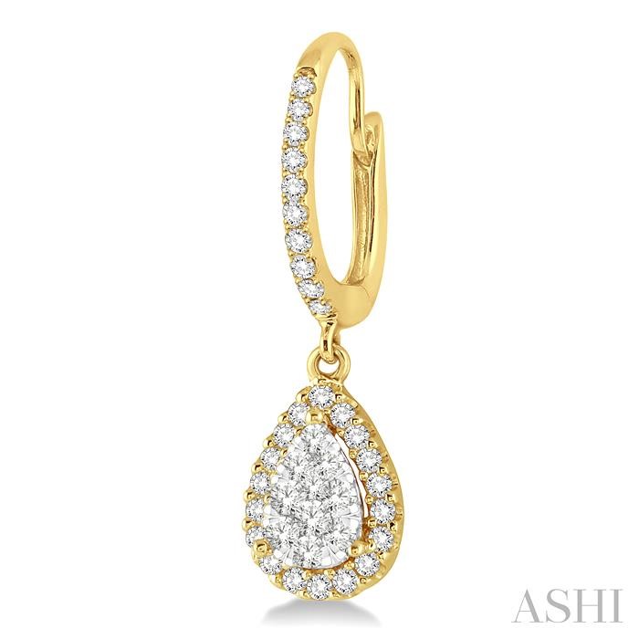 Pear Shape Halo Lovebright Essential Diamond Earrings-3