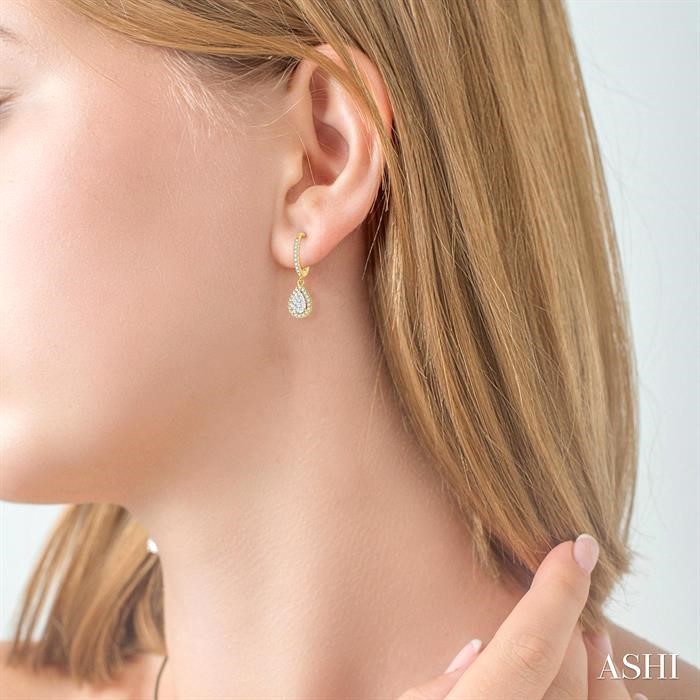Pear Shape Halo Lovebright Essential Diamond Earrings-4